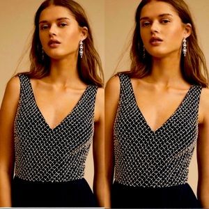 BHLDN Adrianna Papell beaded black gown, size 2